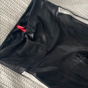 SPANX faux leather leggings with stripe